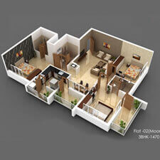 Inland Moonlight isometric plan for flat 2.