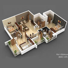 Inland Moonlight isometric plan for flat 3.