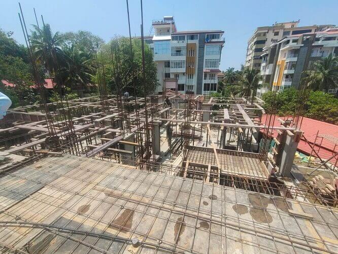 Floors are constructed using steel structure placed on each part of the building.