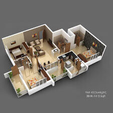 Inland Sunlight isometric plan for flat 2.