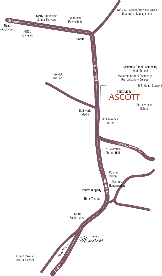 Inland Ascott location near Bondel Church, Airport Road, Mangalore.