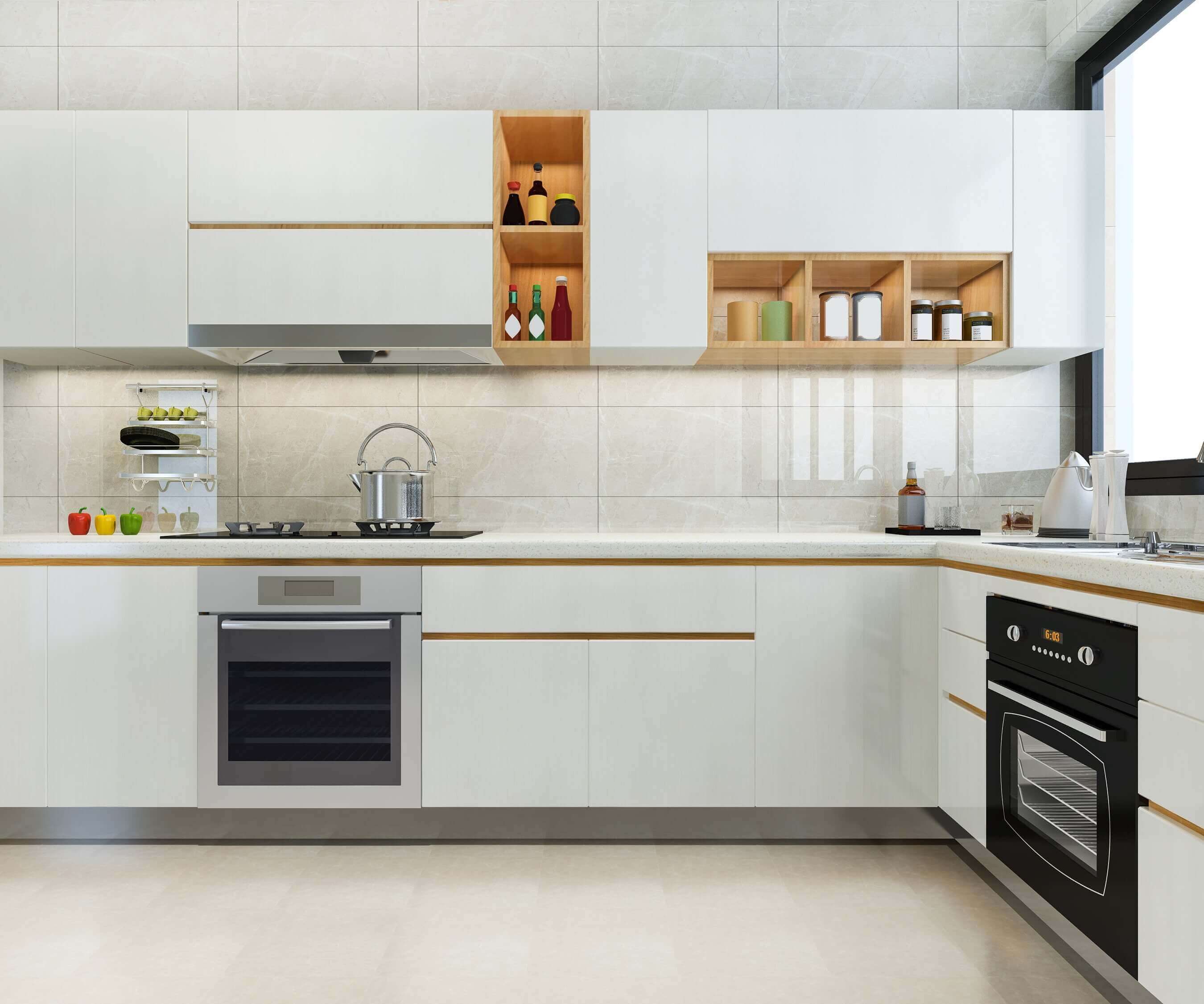 Functional kitchen space featuring practical storage solutions.