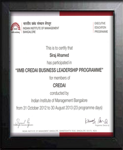 Award Presented to Siraj Ahamed as part of Credai in IIMB in 2013.