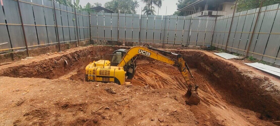 Deep excavation is done to strengthen the structural integrity.