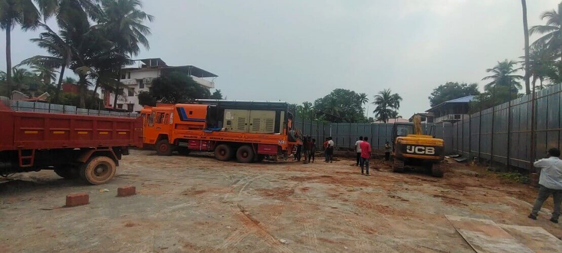 Mud trucks are used to take the mud out of the site.