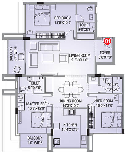 Inland Estoria Floor Plan of Flat number 1.