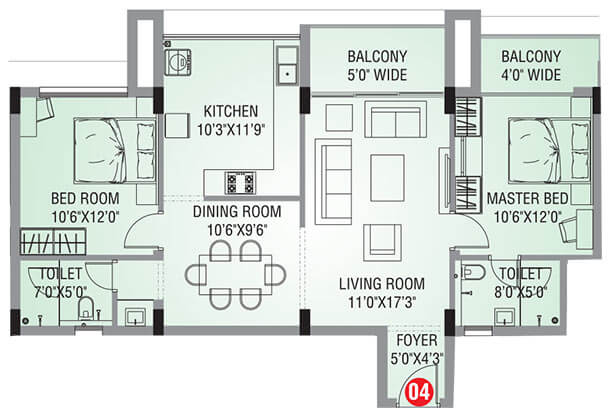 Inland Estoria Floor Plan of Flat number 4.