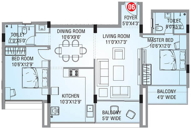 Inland Estoria Floor Plan of Flat number 6.