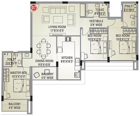 Inland Estoria Floor Plan of Flat number 7.