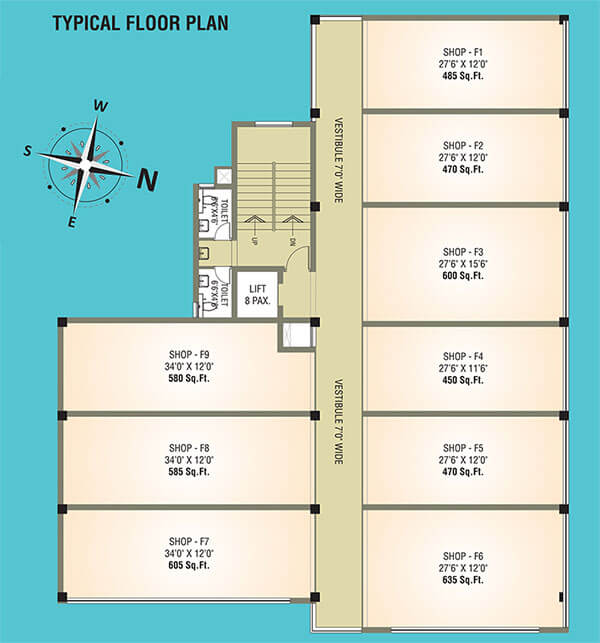 The commercial typical plan layout of Inland Mayura.