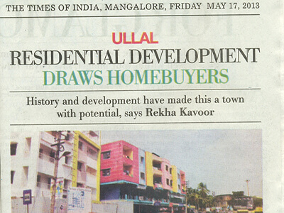 Times Of India posted about the residential development opportunites in Ullal.