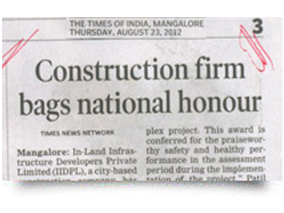 Times Of India in its report says that Inland Winsor has won a National Safety Award.